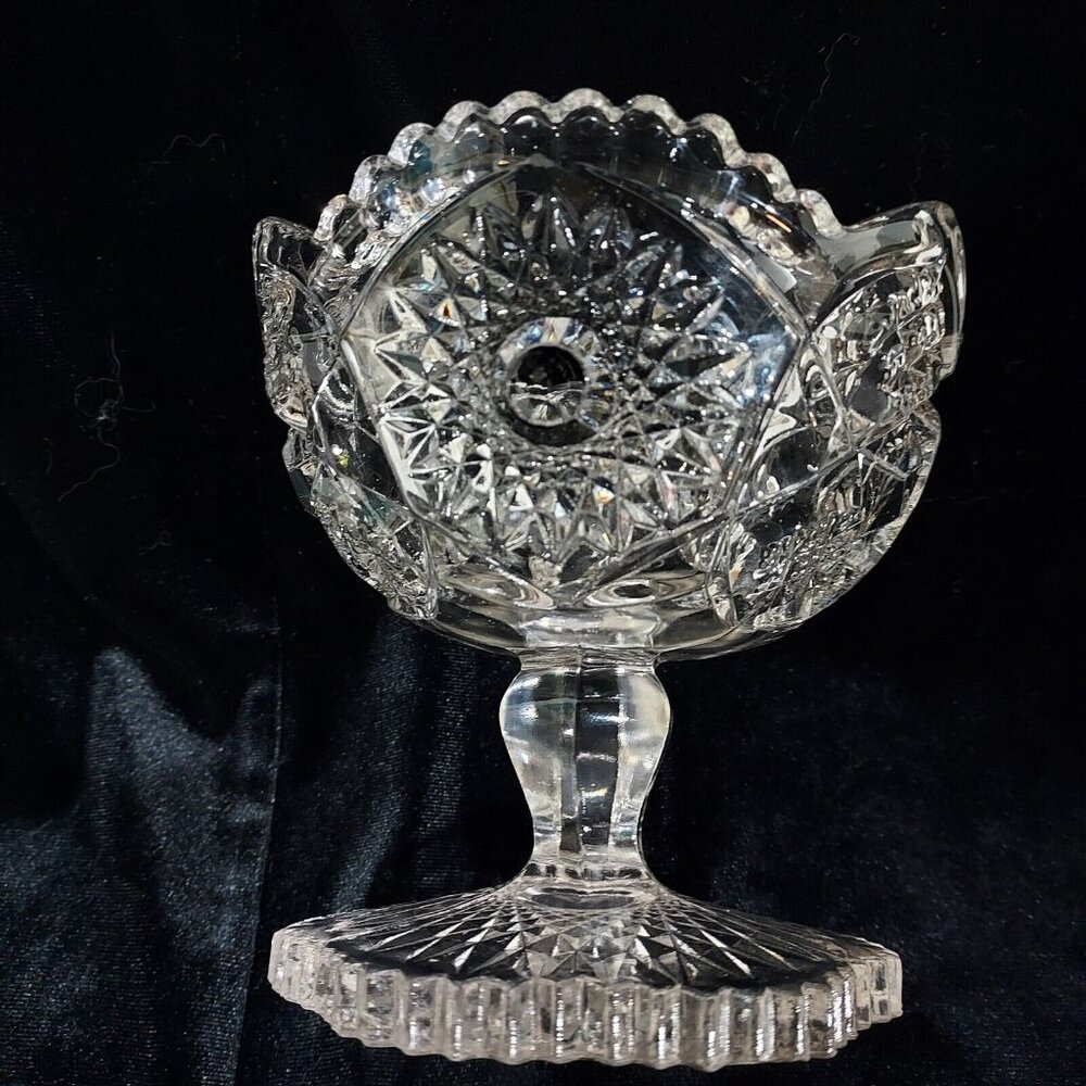 Early American Pressed Pattern Glass (EAPG)Pedestal/Compote Bowl 5" Tall Vintage